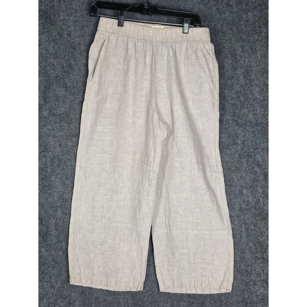 Cynthia Rowley Linen Wide Leg Pants Womens M Elastic Waist Casual Travel Boho